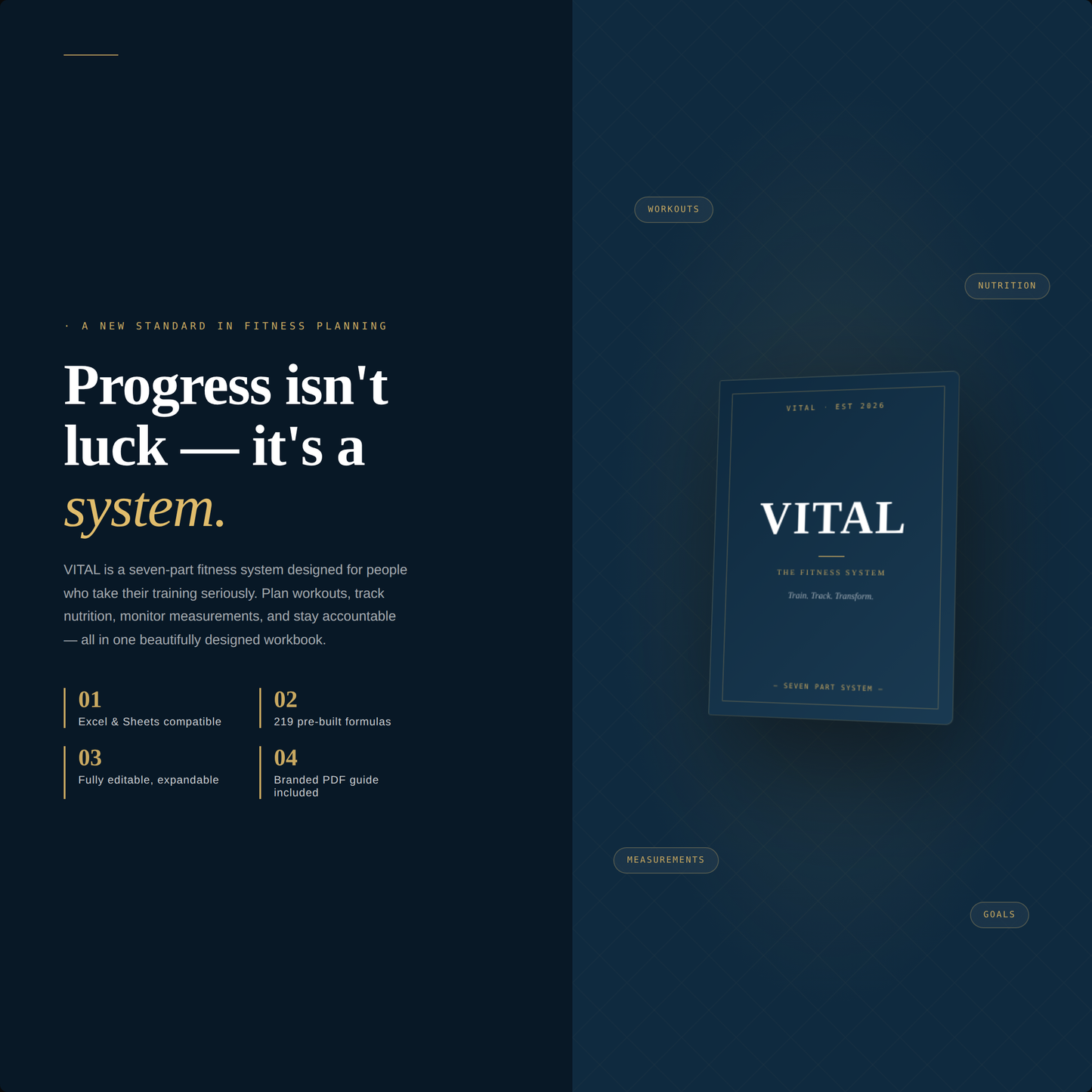 VITAL — The Complete Fitness System | 7 Excel Templates + Bonus Recipes
