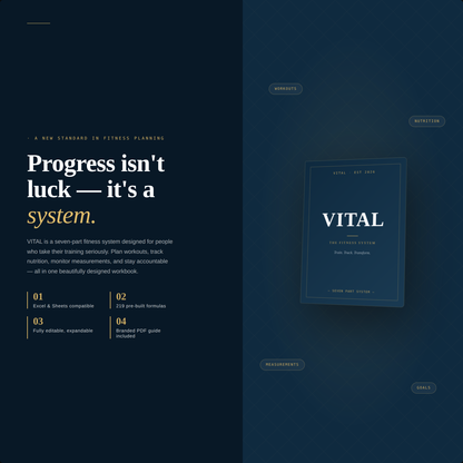 VITAL — The Complete Fitness System | 7 Excel Templates + Bonus Recipes